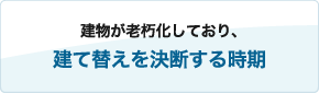 建物が老朽化しており、建て替えを決断する時期