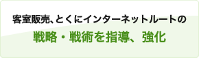 客室販売、とくにインターネットルートの戦略・戦術を指導、強化